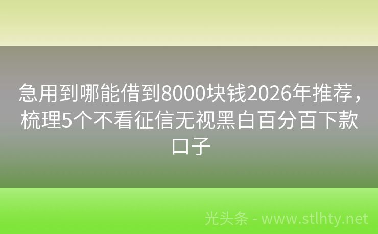急用到哪能借到8000块钱2026年推荐，梳理5个不看征信无视黑白百分百下款口子