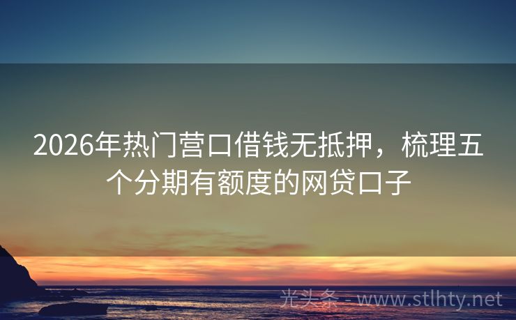 2026年热门营口借钱无抵押，梳理五个分期有额度的网贷口子