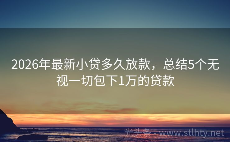 2026年最新小贷多久放款，总结5个无视一切包下1万的贷款