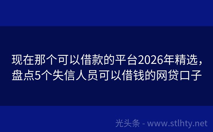 现在那个可以借款的平台2026年精选，盘点5个失信人员可以借钱的网贷口子