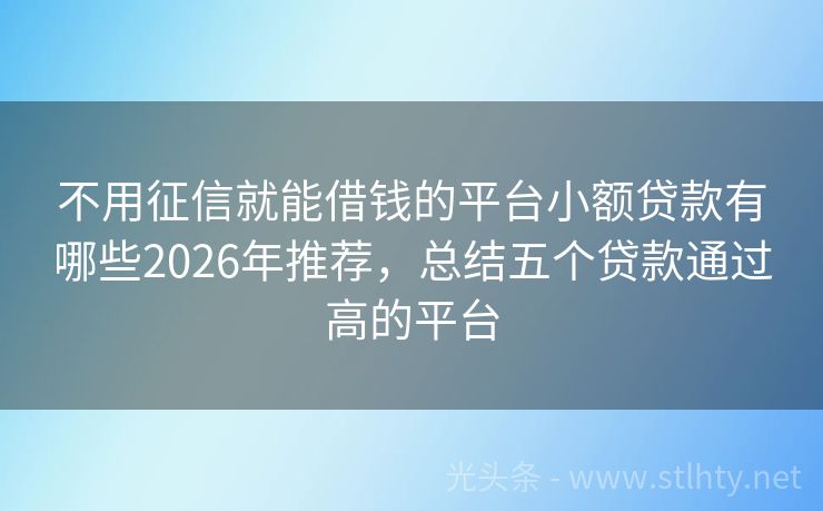 不用征信就能借钱的平台小额贷款有哪些2026年推荐，总结五个贷款通过高的平台