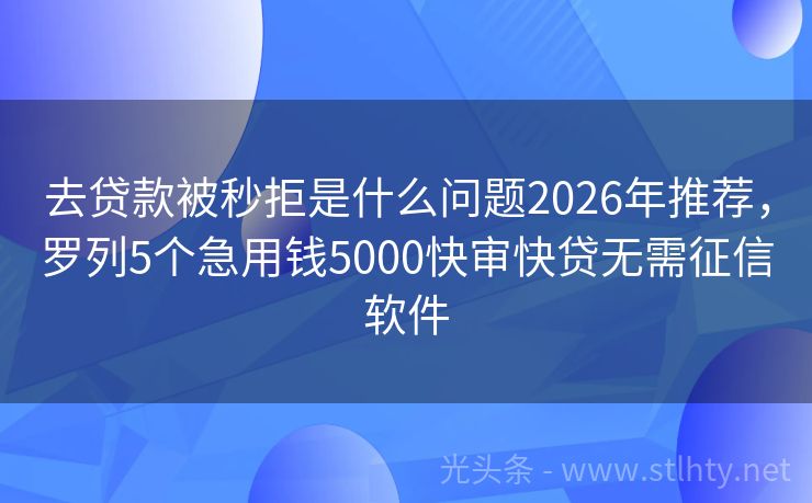去贷款被秒拒是什么问题2026年推荐，罗列5个急用钱5000快审快贷无需征信软件