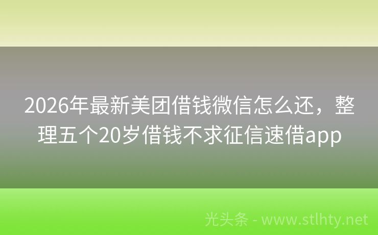 2026年最新美团借钱微信怎么还，整理五个20岁借钱不求征信速借app