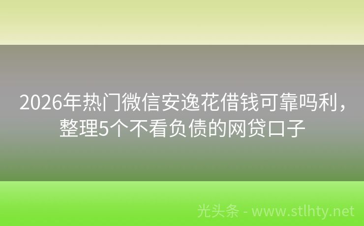 2026年热门微信安逸花借钱可靠吗利，整理5个不看负债的网贷口子