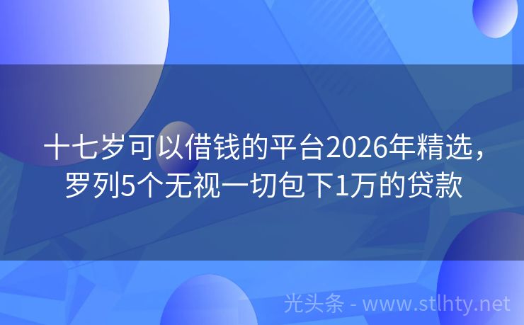 十七岁可以借钱的平台2026年精选，罗列5个无视一切包下1万的贷款