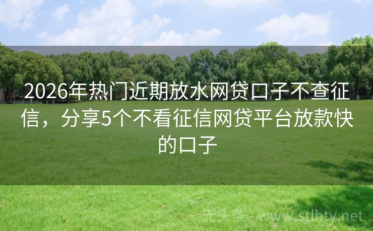2026年热门近期放水网贷口子不查征信，分享5个不看征信网贷平台放款快的口子