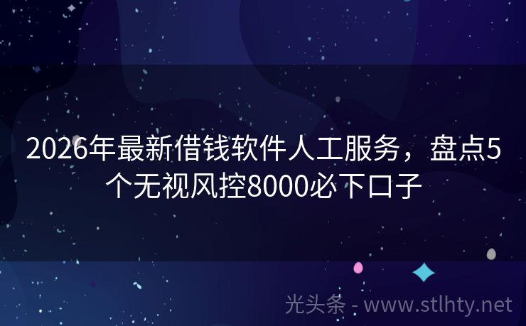 2026年最新借钱软件人工服务，盘点5个无视风控8000必下口子