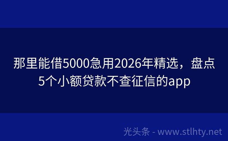 那里能借5000急用2026年精选，盘点5个小额贷款不查征信的app