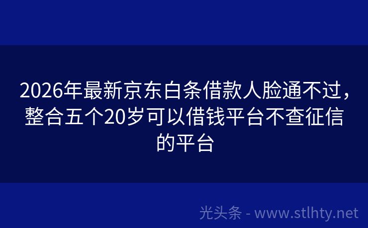 2026年最新京东白条借款人脸通不过，整合五个20岁可以借钱平台不查征信的平台