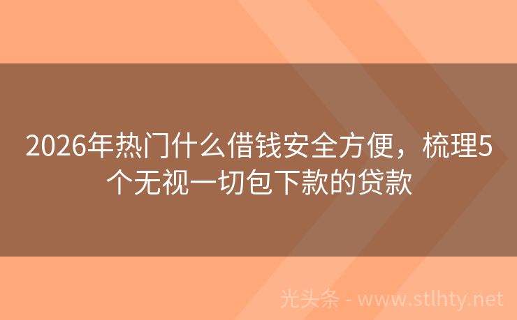 2026年热门什么借钱安全方便，梳理5个无视一切包下款的贷款