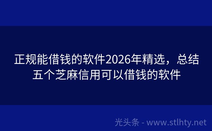 正规能借钱的软件2026年精选，总结五个芝麻信用可以借钱的软件