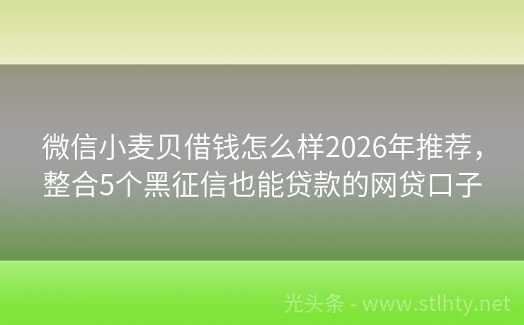 微信小麦贝借钱怎么样2026年推荐，整合5个黑征信也能贷款的网贷口子