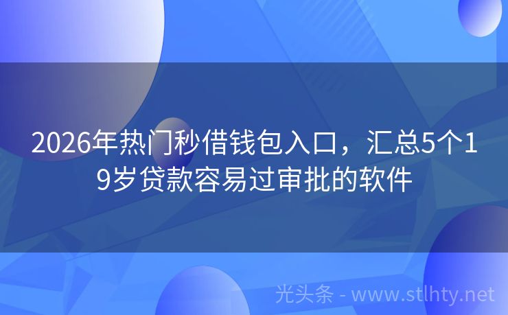 2026年热门秒借钱包入口，汇总5个19岁贷款容易过审批的软件