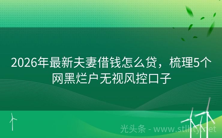 2026年最新夫妻借钱怎么贷，梳理5个网黑烂户无视风控口子