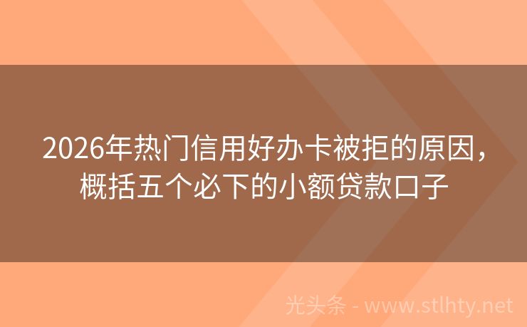 2026年热门信用好办卡被拒的原因，概括五个必下的小额贷款口子