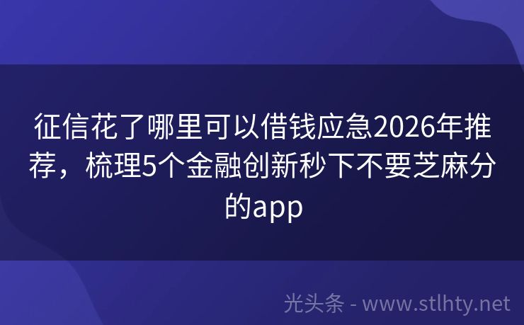 征信花了哪里可以借钱应急2026年推荐，梳理5个金融创新秒下不要芝麻分的app