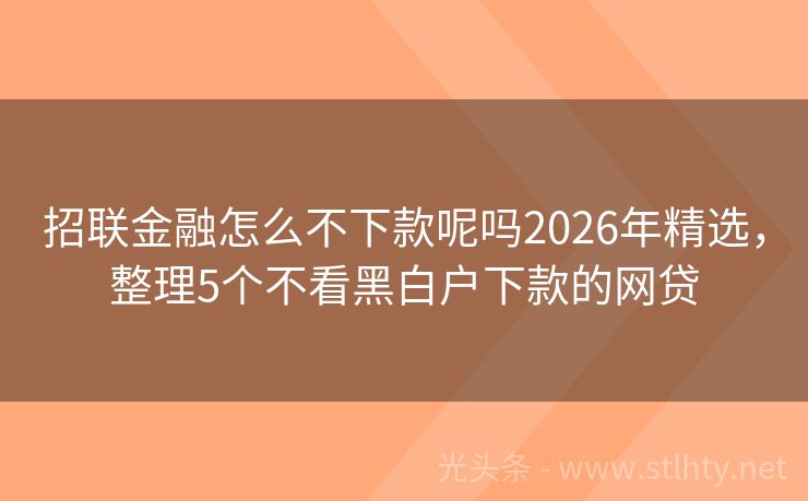 招联金融怎么不下款呢吗2026年精选，整理5个不看黑白户下款的网贷