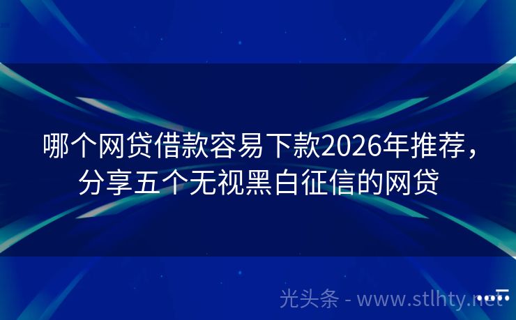 哪个网贷借款容易下款2026年推荐，分享五个无视黑白征信的网贷