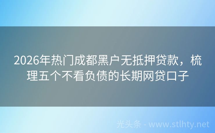 2026年热门成都黑户无抵押贷款，梳理五个不看负债的长期网贷口子