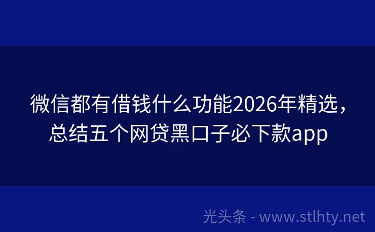 微信都有借钱什么功能2026年精选，总结五个网贷黑口子必下款app