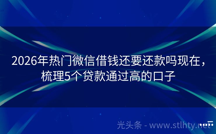 2026年热门微信借钱还要还款吗现在，梳理5个贷款通过高的口子
