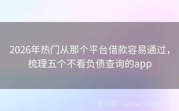 2026年热门从那个平台借款容易通过，梳理五个不看负债查询的app