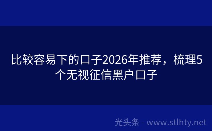 比较容易下的口子2026年推荐，梳理5个无视征信黑户口子