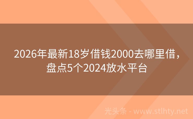2026年最新18岁借钱2000去哪里借，盘点5个2024放水平台