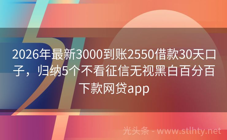 2026年最新3000到账2550借款30天口子，归纳5个不看征信无视黑白百分百下款网贷app