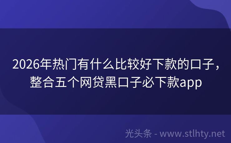 2026年热门有什么比较好下款的口子，整合五个网贷黑口子必下款app