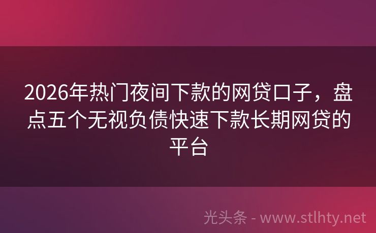 2026年热门夜间下款的网贷口子，盘点五个无视负债快速下款长期网贷的平台