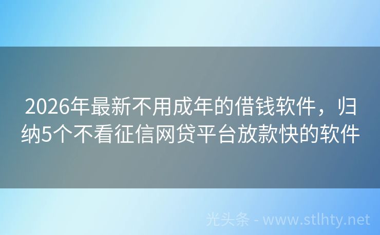 2026年最新不用成年的借钱软件，归纳5个不看征信网贷平台放款快的软件