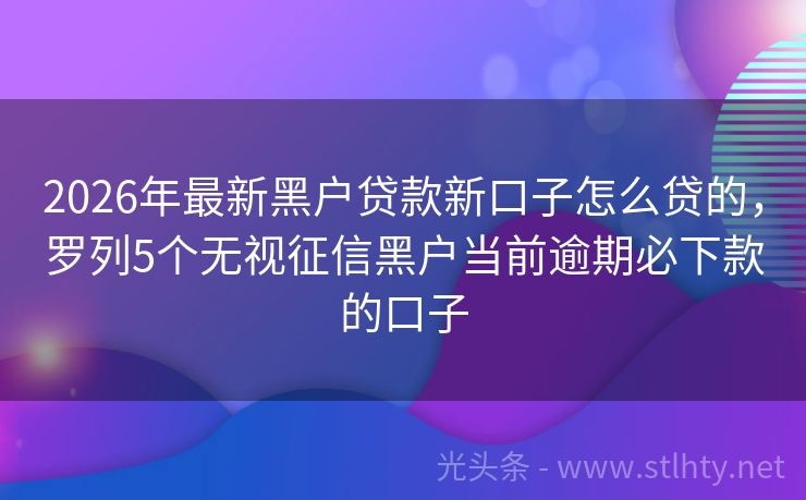 2026年最新黑户贷款新口子怎么贷的，罗列5个无视征信黑户当前逾期必下款的口子