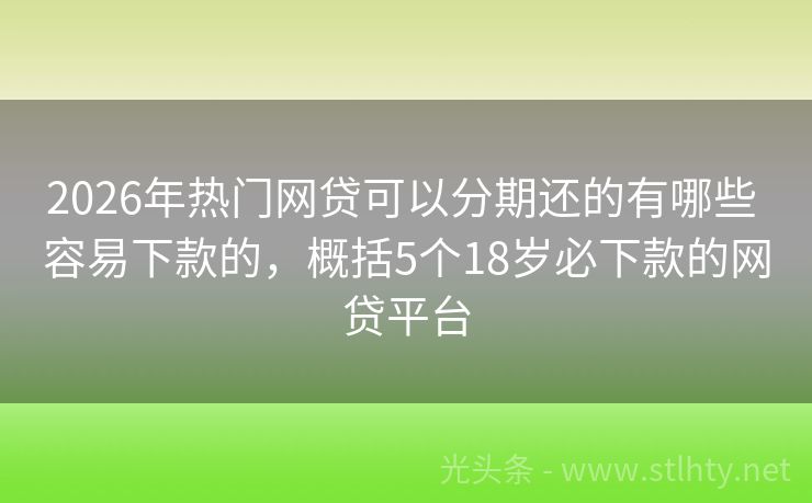 2026年热门网贷可以分期还的有哪些 容易下款的，概括5个18岁必下款的网贷平台