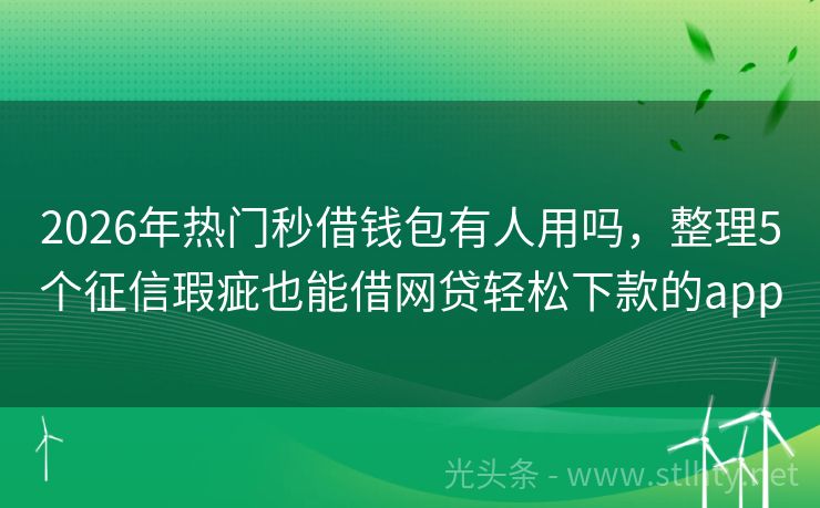 2026年热门秒借钱包有人用吗，整理5个征信瑕疵也能借网贷轻松下款的app