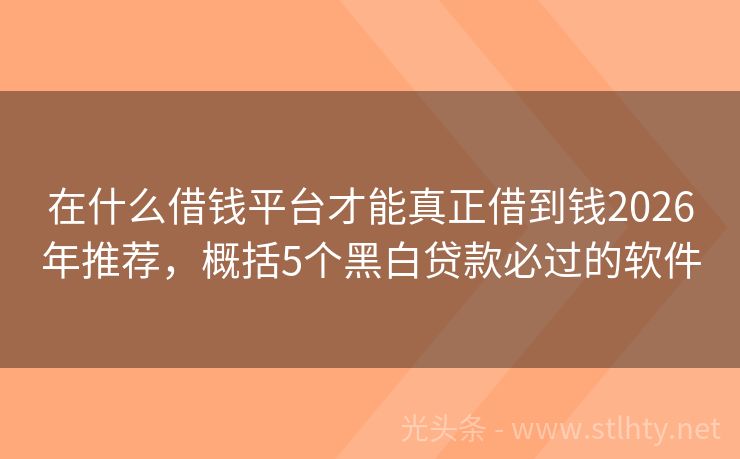 在什么借钱平台才能真正借到钱2026年推荐，概括5个黑白贷款必过的软件