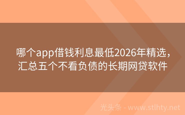 哪个app借钱利息最低2026年精选，汇总五个不看负债的长期网贷软件