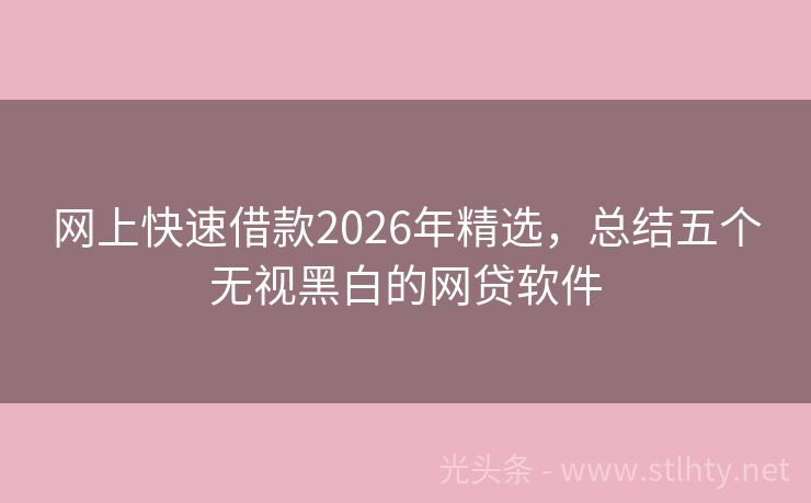 网上快速借款2026年精选，总结五个无视黑白的网贷软件