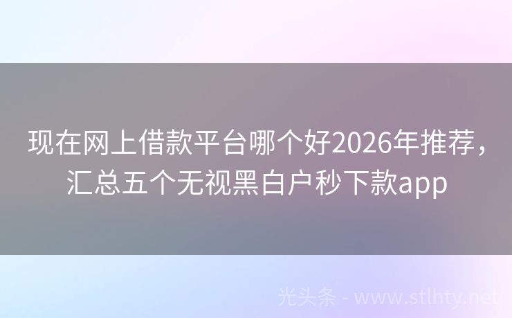 现在网上借款平台哪个好2026年推荐，汇总五个无视黑白户秒下款app