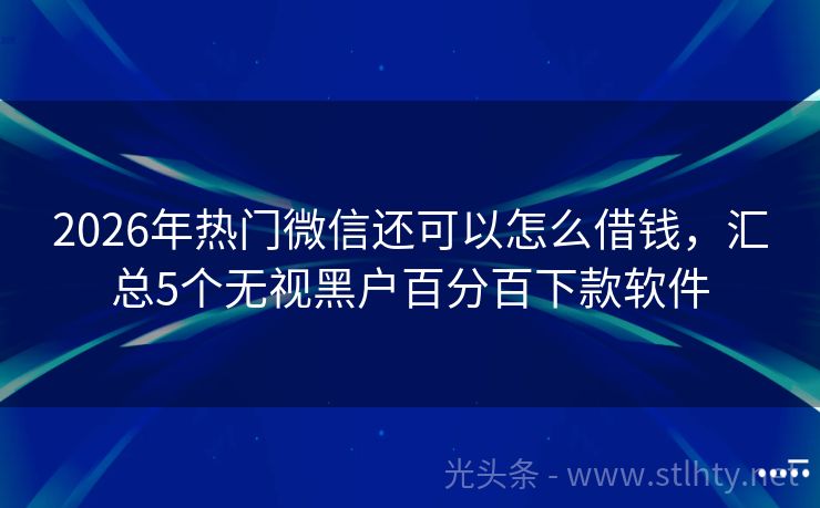 2026年热门微信还可以怎么借钱，汇总5个无视黑户百分百下款软件