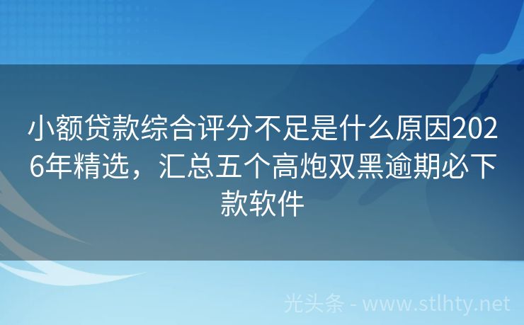 小额贷款综合评分不足是什么原因2026年精选，汇总五个高炮双黑逾期必下款软件