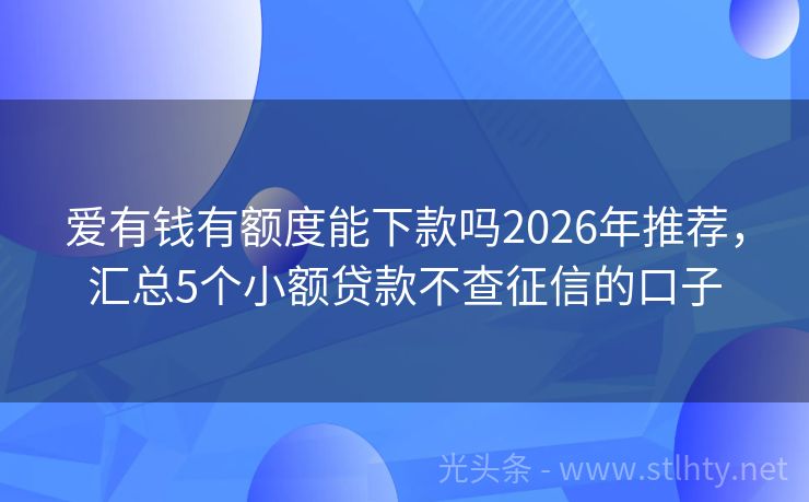 爱有钱有额度能下款吗2026年推荐，汇总5个小额贷款不查征信的口子