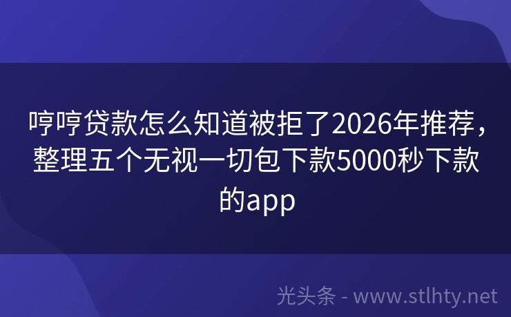 哼哼贷款怎么知道被拒了2026年推荐，整理五个无视一切包下款5000秒下款的app