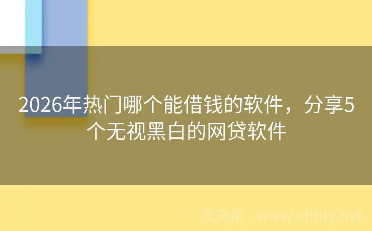 2026年热门哪个能借钱的软件，分享5个无视黑白的网贷软件