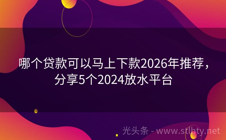 哪个贷款可以马上下款2026年推荐，分享5个2024放水平台