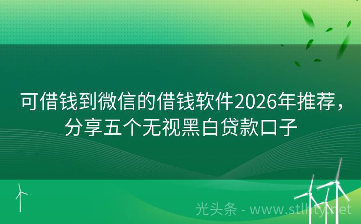 可借钱到微信的借钱软件2026年推荐，分享五个无视黑白贷款口子
