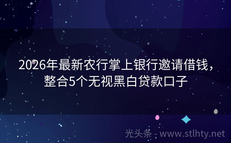 2026年最新农行掌上银行邀请借钱，整合5个无视黑白贷款口子