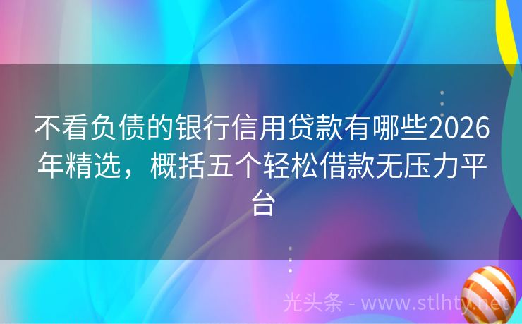 不看负债的银行信用贷款有哪些2026年精选，概括五个轻松借款无压力平台