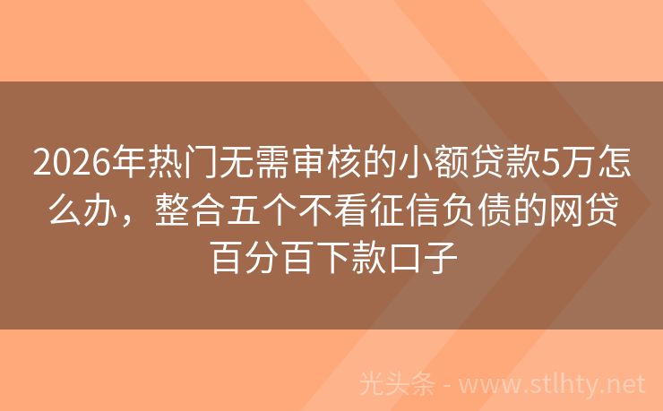 2026年热门无需审核的小额贷款5万怎么办，整合五个不看征信负债的网贷百分百下款口子