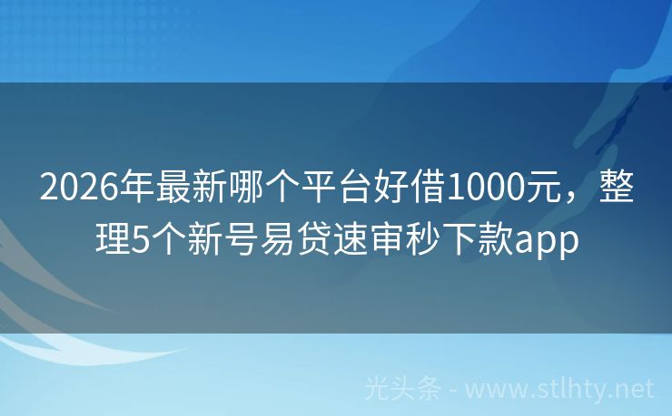2026年最新哪个平台好借1000元，整理5个新号易贷速审秒下款app